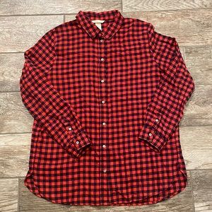 H&M Red & Blue Gingham Plaid Lightweight Button Down Shirt